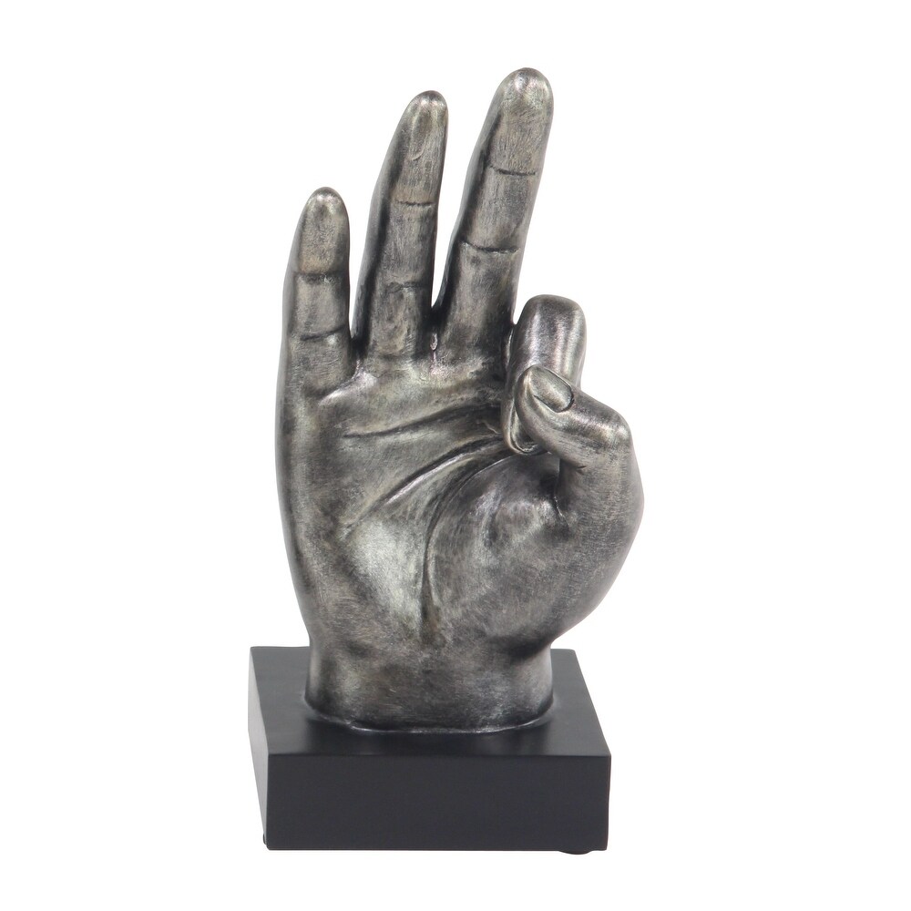 The Novogratz Dark Silver or Light Silver Polystone Hands Sculpture (Set of 3)   6\