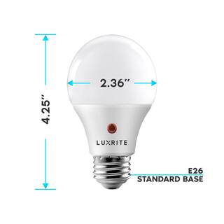 LUXRITE 60-Watt Equivalent A19 E26 Base Dusk to Down Sensor LED Light Bulb 3000K Soft White 6-Pack LR21471-6PK