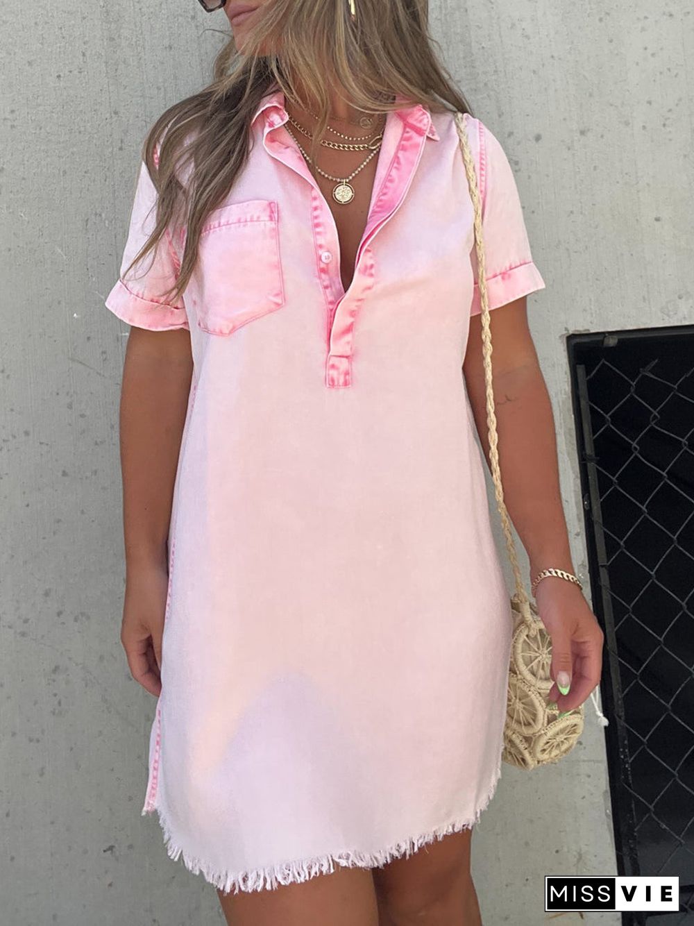 Happy Endings Tencel Shirt Dress Pink