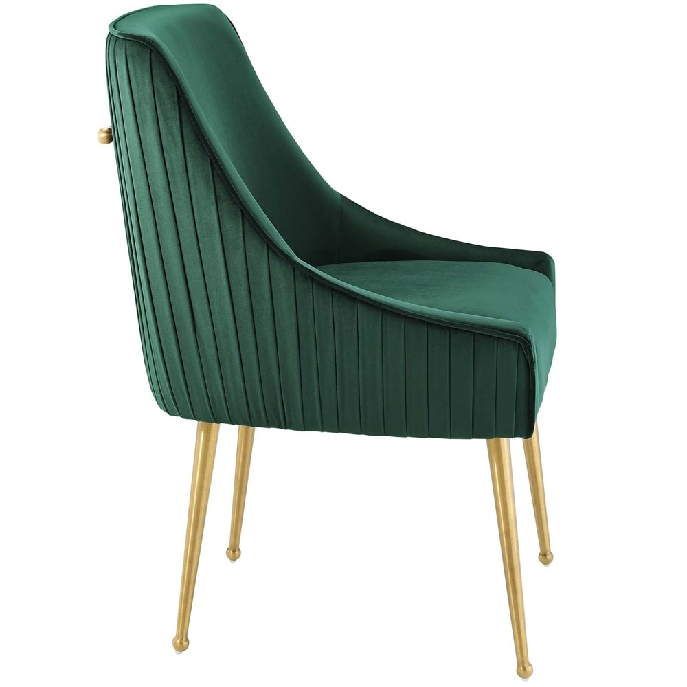 Pleated Back Upholstered Performance Velvet Dining Chair