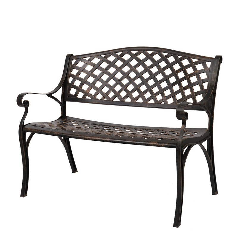 Outdoor 40.5 in. Cast Aluminum Park Decorative Bench