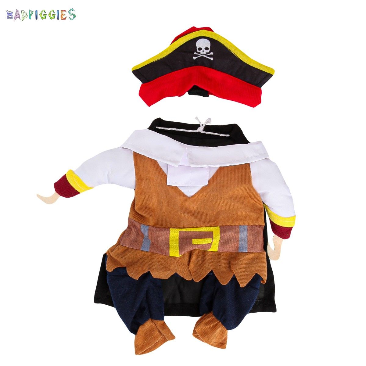 Bad Piggies Cotton Caribbean Pirate Dog and Cat Costume， Multi-color， L