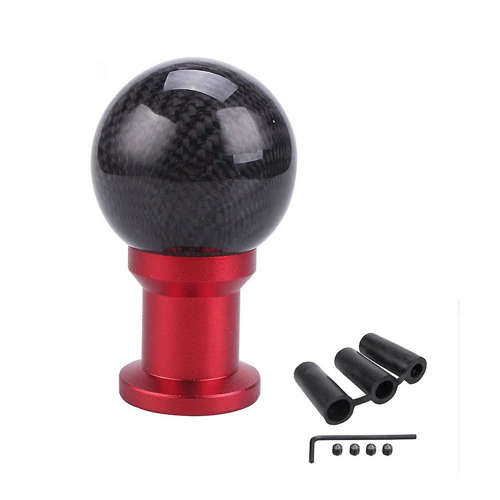 Gear Shift Knob Cover Car Carbon Fiber Gear Shift Lever Knob Head Universal Red 100mm