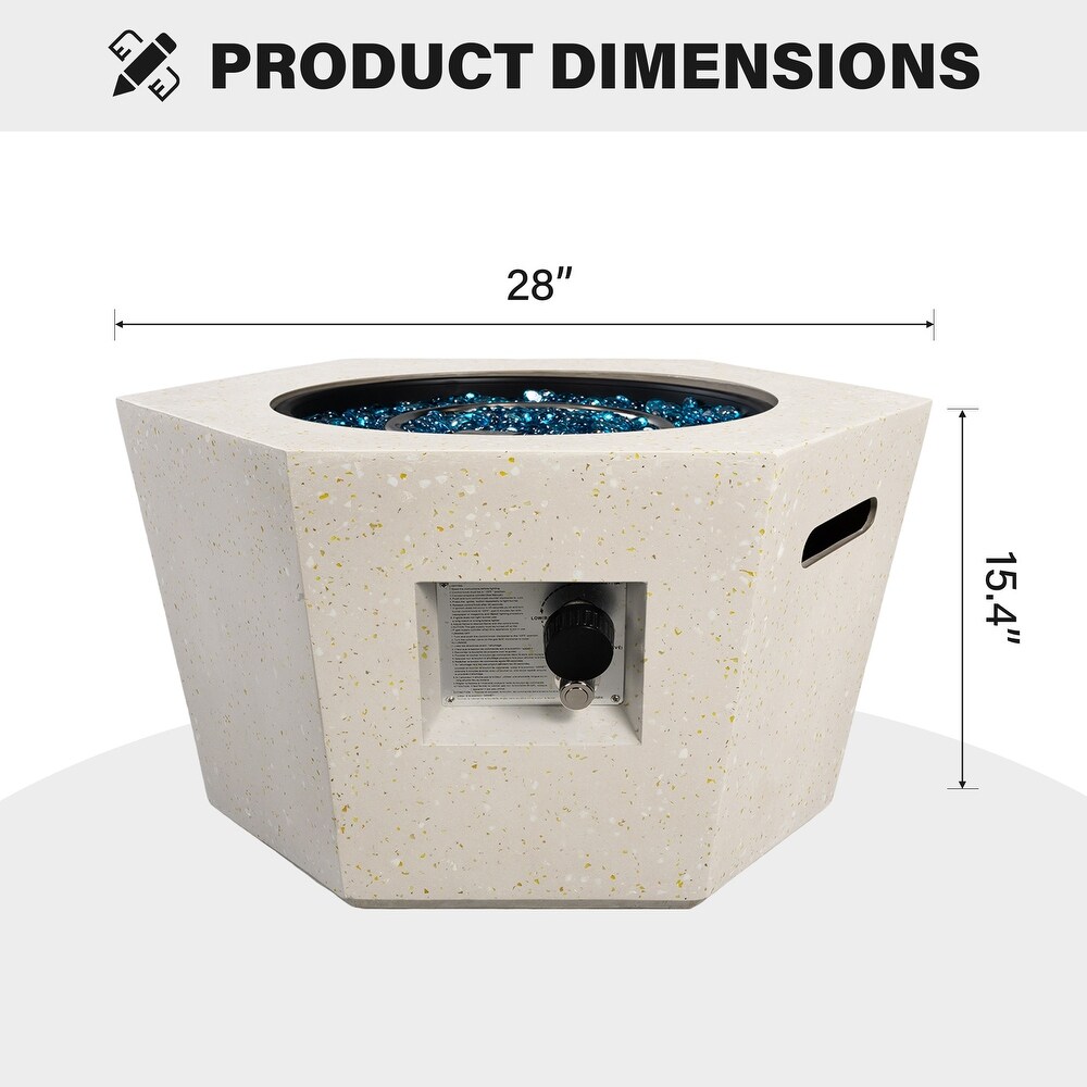 28 Inches Hexagonal 40000 BTU Hexagonal Concrete Propane Fire Pit Table