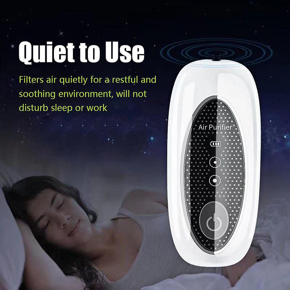 Portable Home Air Purifier With Lanyard 2-speed Control Wearable Air Cleaner Remove Formaldehyde Smoke Pm2.5 Odor Pet Hair Rechargable Quiet Air Fresh