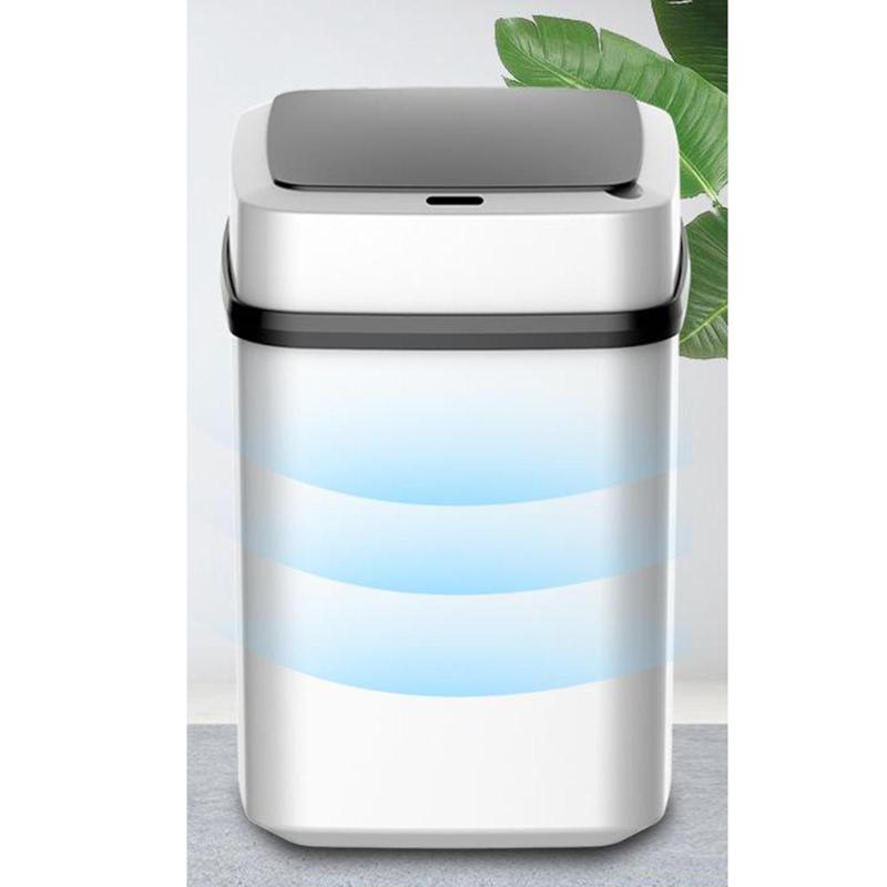 12L Touchless Trash Can Smart Sensor Automatic Rubbish Bins Black White