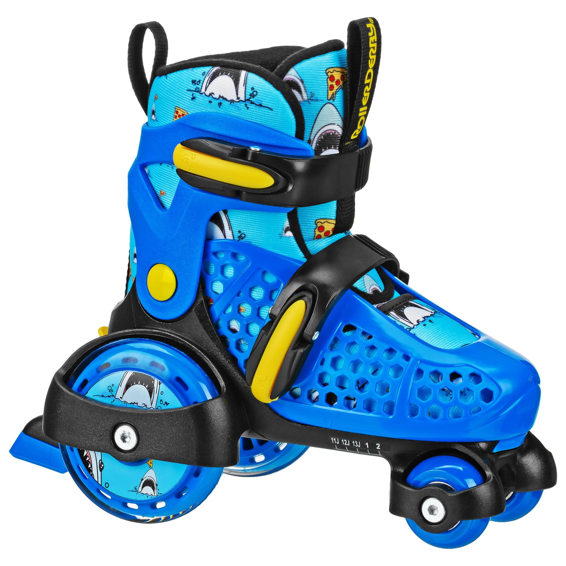 Roller Derby Fun Roll Boy's Jr Adjustable Roller Skate Pizza Shark