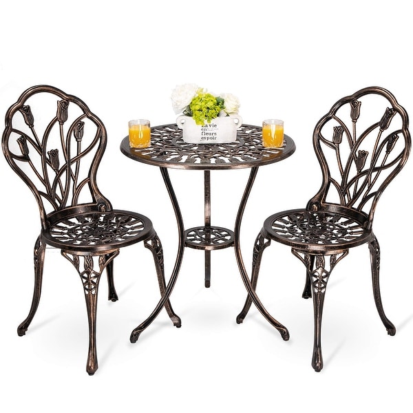 Outdoor Patio Cast Aluminum 3 Piece Bistro Set