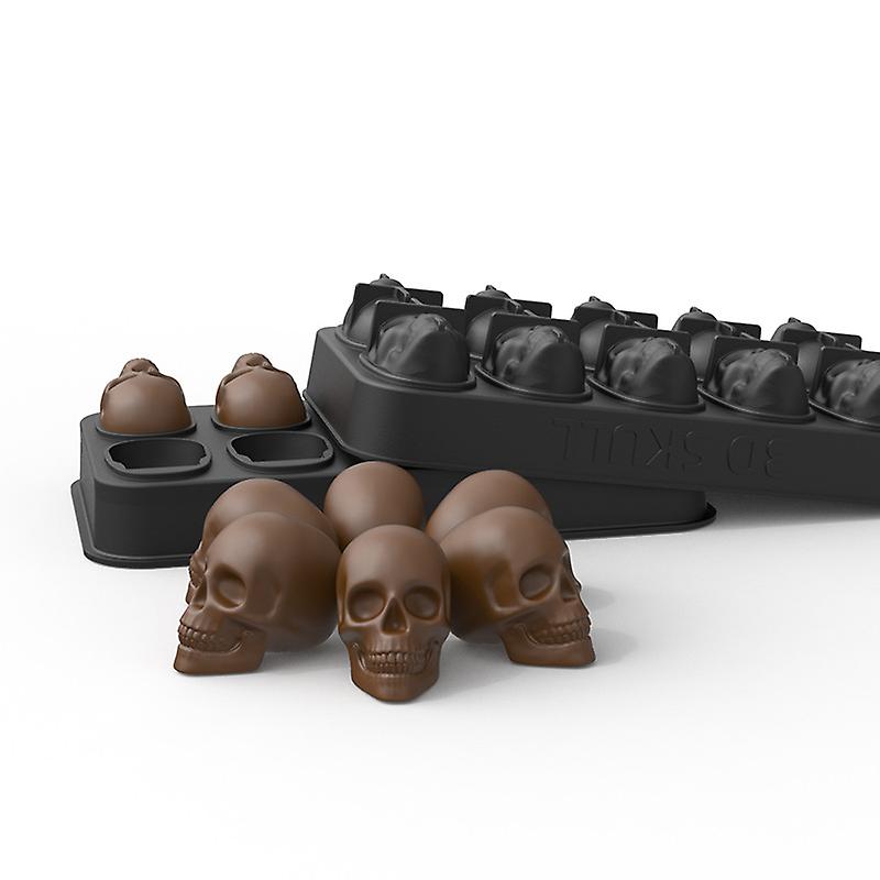 Ice Cube Trays，silicone Ice Cube Mold Maker With Lid，skull Head Style Mold，for Chilling Whiskey， Cocktail， Beverages，pudding Chocolate