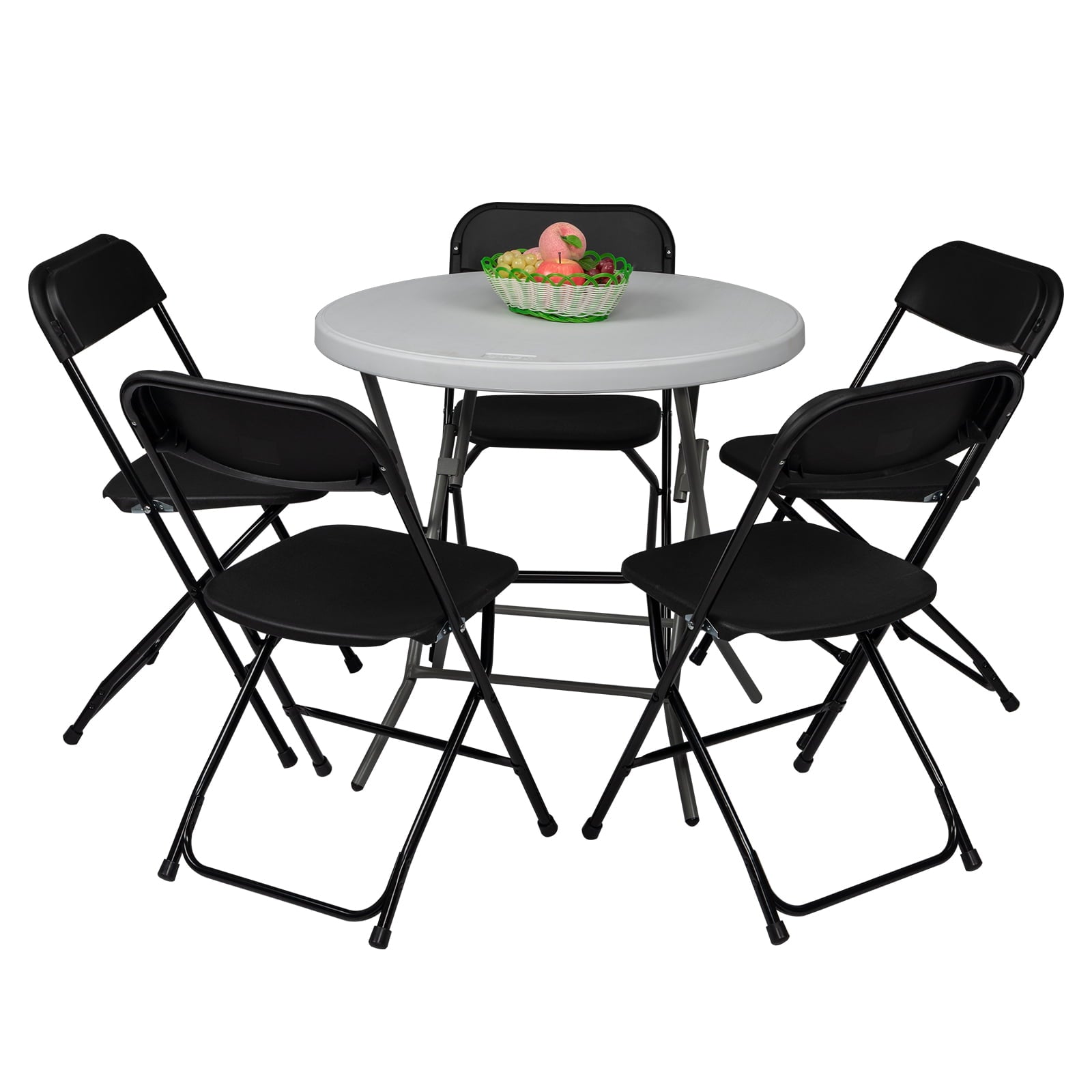 Zimtown Set of 5 Folding Chairs Heavy Duty Steel Frame Plastic Commercial Wedding Party, Plastic Portable Chairs for Comference Party Event