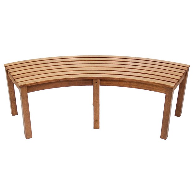 Achla Designs Indoor outdoor Natural Oil Finish Eucalyptus Curved Backless Garden Bench