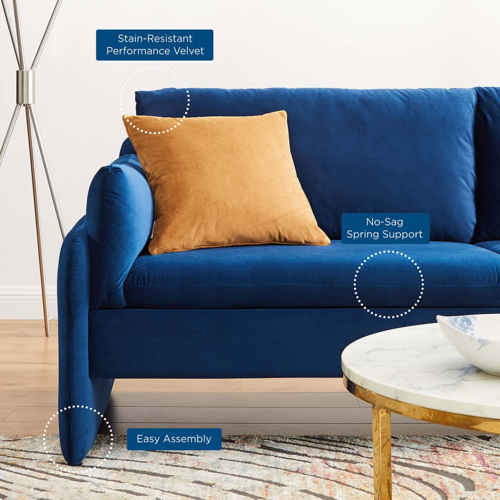 Indicate Performance Velvet Sofa   Contemporary   Sofas   by House Bound  Houzz