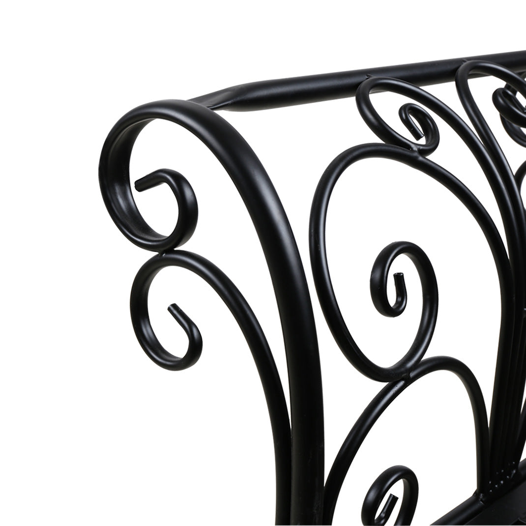 Black Outdoor Romance Two Seat Bench for Garden Park