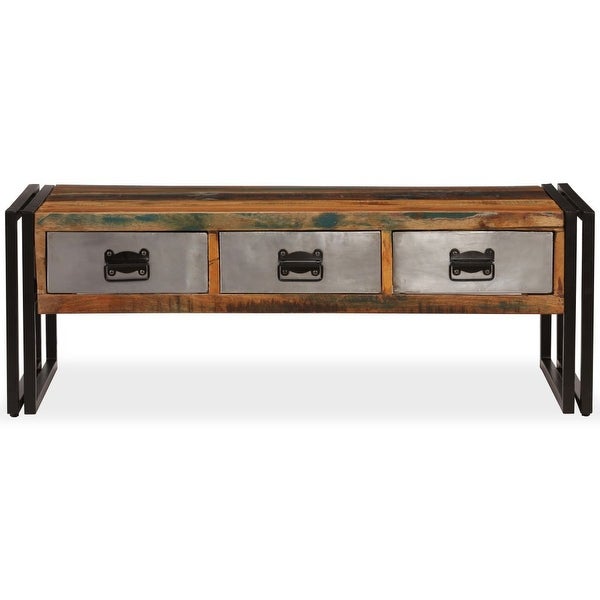 vidaXL Coffee Table with 3 Drawers Solid Reclaimed Wood 39.4