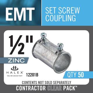 Halex 12 in. Electrical Metallic Tube (EMT) Set-Screw Coupling (50-Pack) 12201B