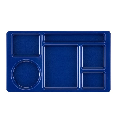 Cambro 915CW Polycarbonate 2x2 Tray - Rectangular - 6 Compartments with 1 Round Compartment， Navy