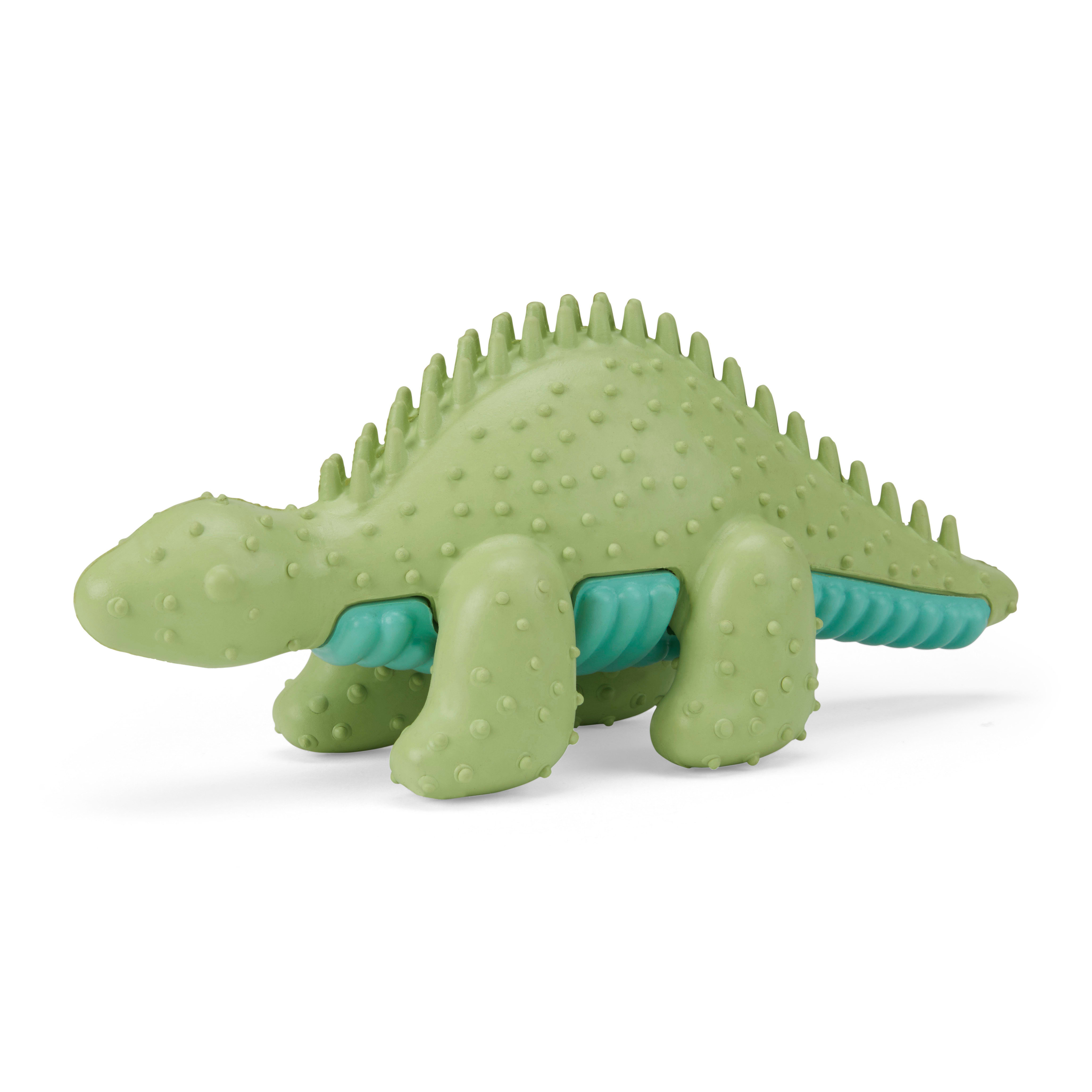 Leaps  Bounds Green Stegosaurus Dental Dog Chew Toy， X-Small