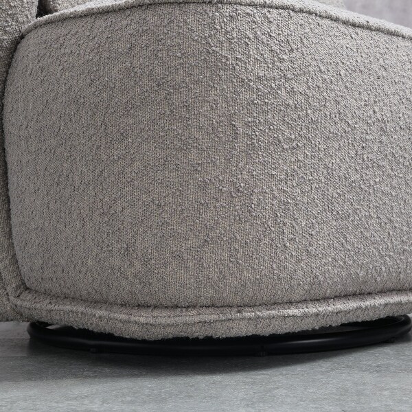 Boucle Upholstered Tufted Back Swivel Barrel Chair