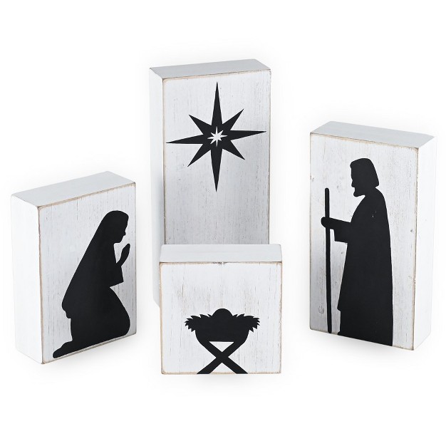 Ornativity Wooden Block Nativity Scene 4 Pc