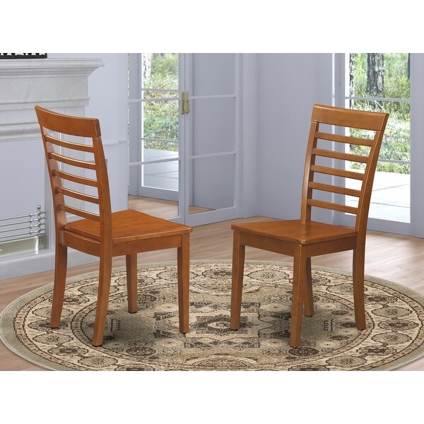 East West Furniture Modern Milan Saddle Brown Dining Chairs - Set of 2 (Seat's Type Options)