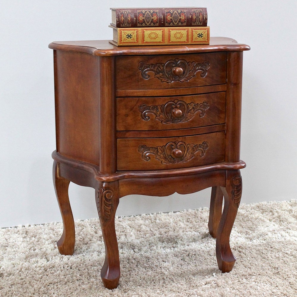 International Caravan Windsor Carved 3-Drawer Night Stand