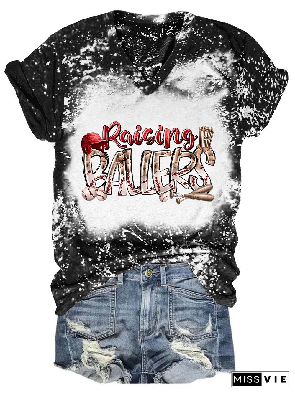 Raising Ballers Tie Dye V Neck T-shirt