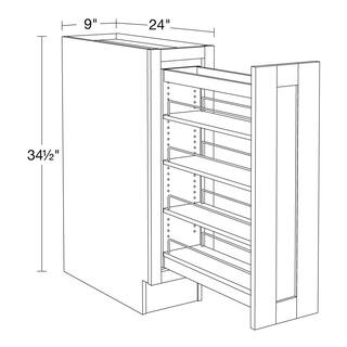 Home Decorators Collection Washington Vessel Blue Plywood Shaker Stock Assembled Base Kitchen Cabinet Pantry Pullout 9 in. x 34.5 in. x 24 in. BPPO9-WVB