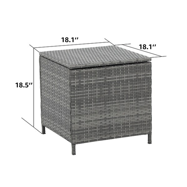 Outdoor Wicker Side Table with Storage