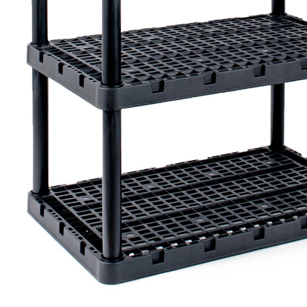 GRACIOUS LIVING Black 24 in. x 56.25 in. x 36 in. Knect-A-Shelf 3-Tier Plastic Light Duty Interlocking Storage Shelving Unit 91085-1C