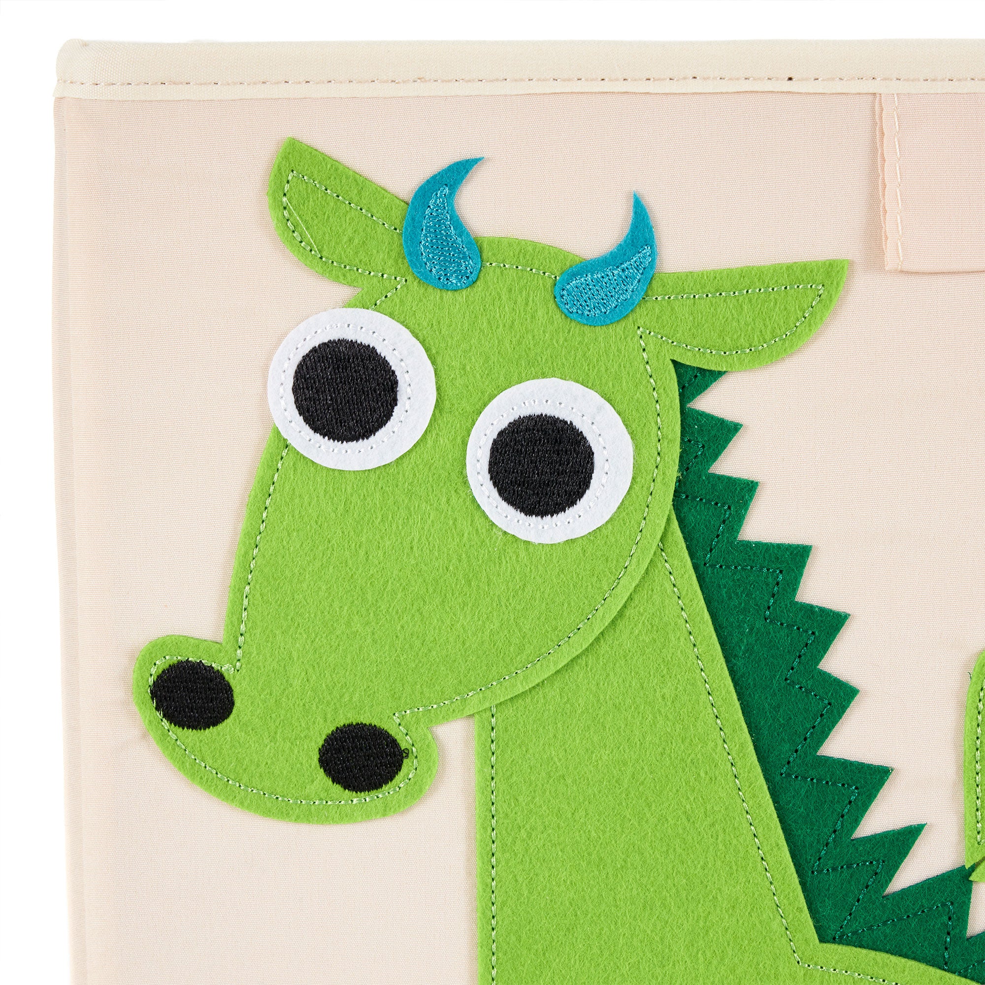 3 Sprouts Kids Childrens Foldable Felt Storage Cube Bin Box, Green Dragon