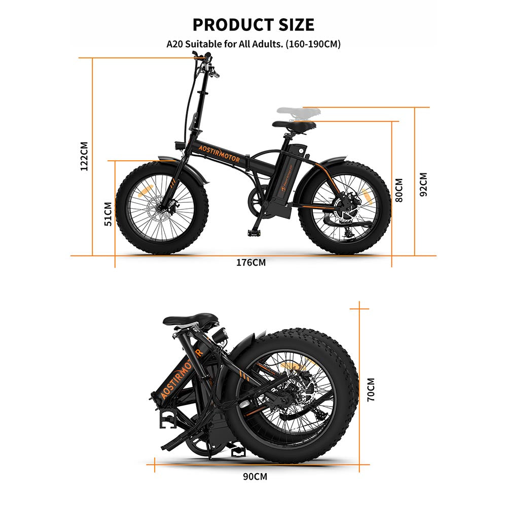 Yescom USA 20 Inch Folding Electric Bike Fat Tire E-bike 36V 500W