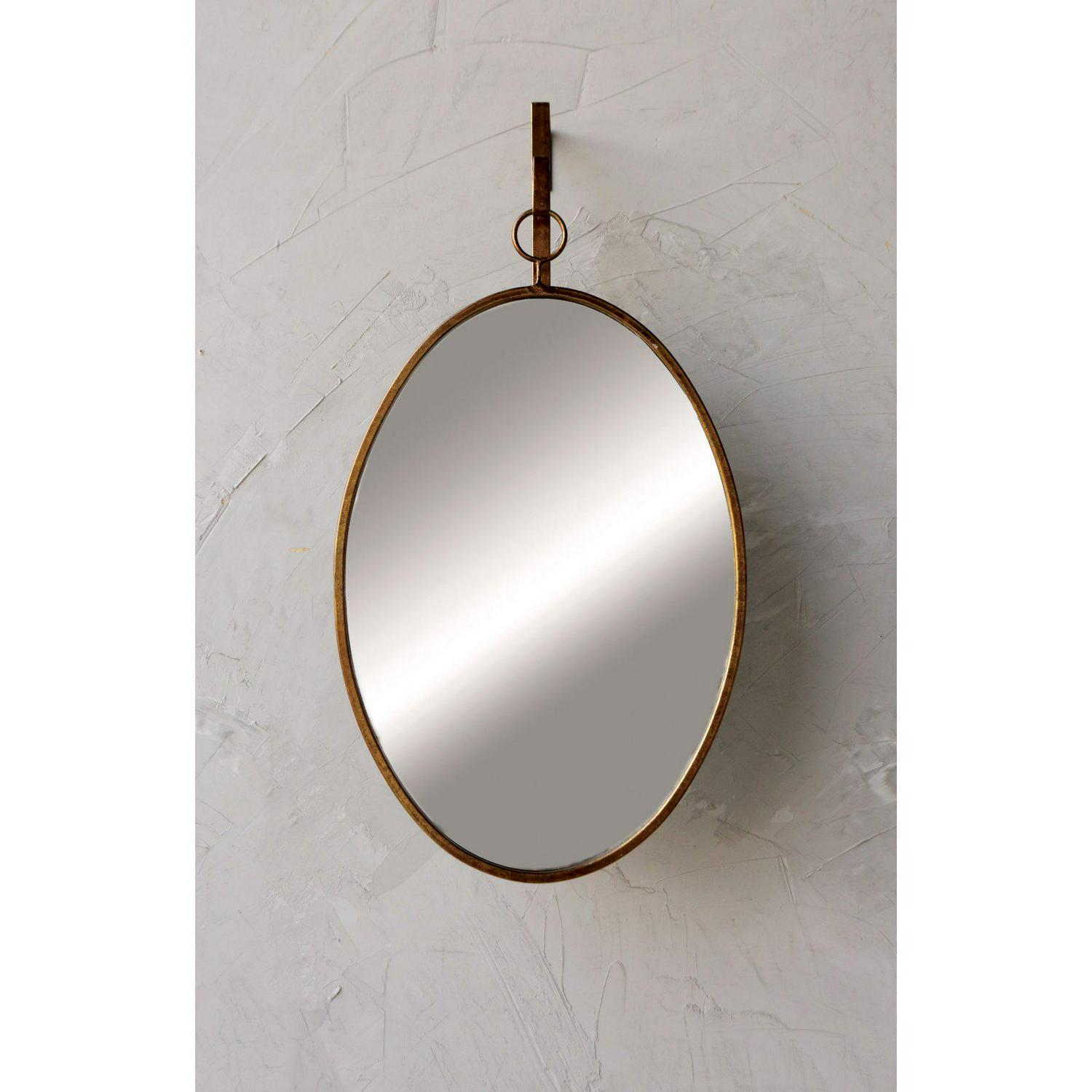 Woven Paths Oval Wall Mirror with Distressed Metal Frame and Hanging Bracket (Set of 2 Pieces)  Crowdfused