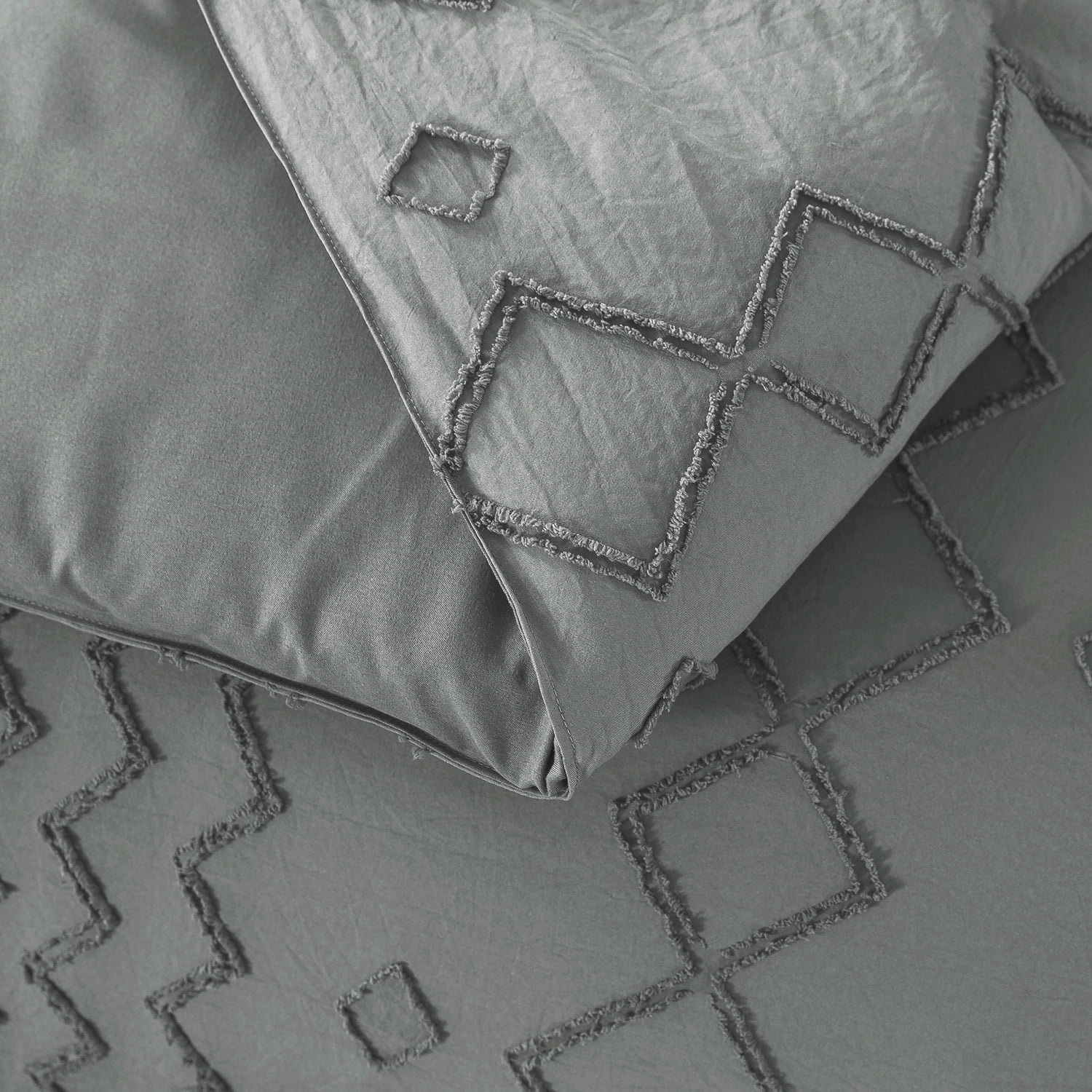 JML 3 Piece Comforter Set Queen，1 Comforter，2 Pillowcases，Geometric Tufted Comforter Set