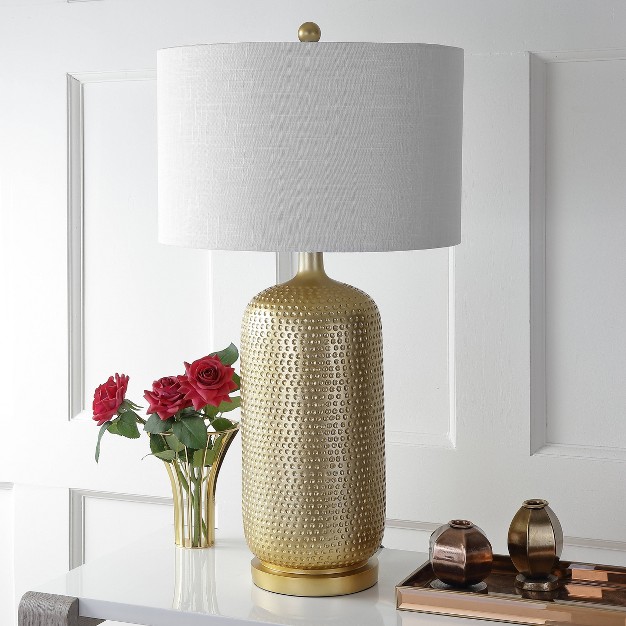 Sophia Resin Table Lamp includes Led Light Bulb Gold Jonathan Y