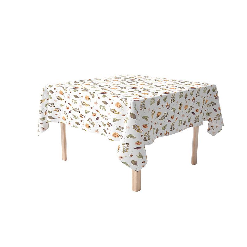 Square Tablecloth， 100% Polyester， 60x60， Falling Leaves and Flowers