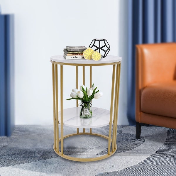 2-Tier Versatile Bedside Tables Metal Frame Side Tables