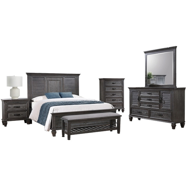 Wooden Eastern King Bedroom Set in Weathered Sage - - 36135653