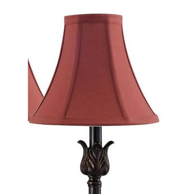 2pk Buffet Table Lamps With Burgundy Fabric Bell Shades Black Cresswell Lighting