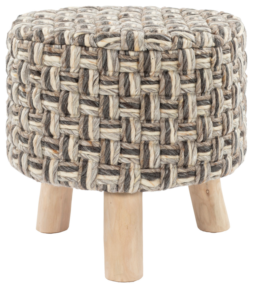 Surya Cordoba CDB 004 Stool  Charcoal/Cream   Scandinavian   Footstools And Ottomans   by Homesquare  Houzz