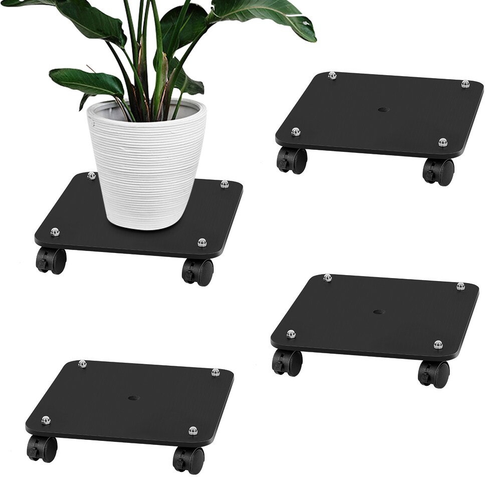 Plant Caddy Rolling Bamboo Plant Stand with Wheels