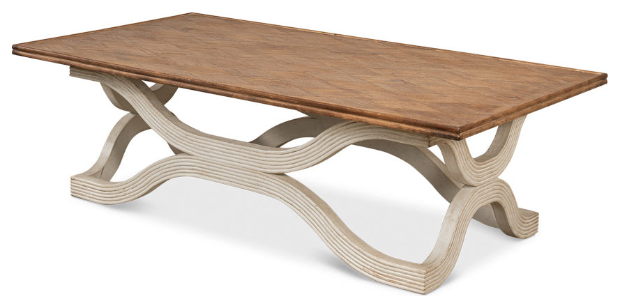 Wavy Coffee Table Antique White   Transitional   Coffee Tables   by Sideboards and Things  Houzz