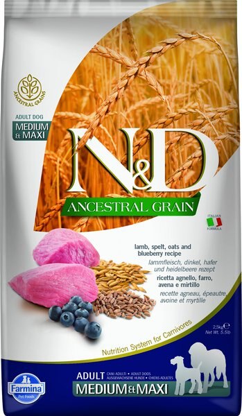 Farmina NandD Ancestral Grain Lamb and Blueberry Medium and Maxi Adult Dry Dog Food