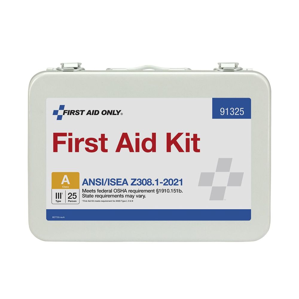 First Aid Only First Aid Kit 25 Person Metal Case ANSI Portable ;