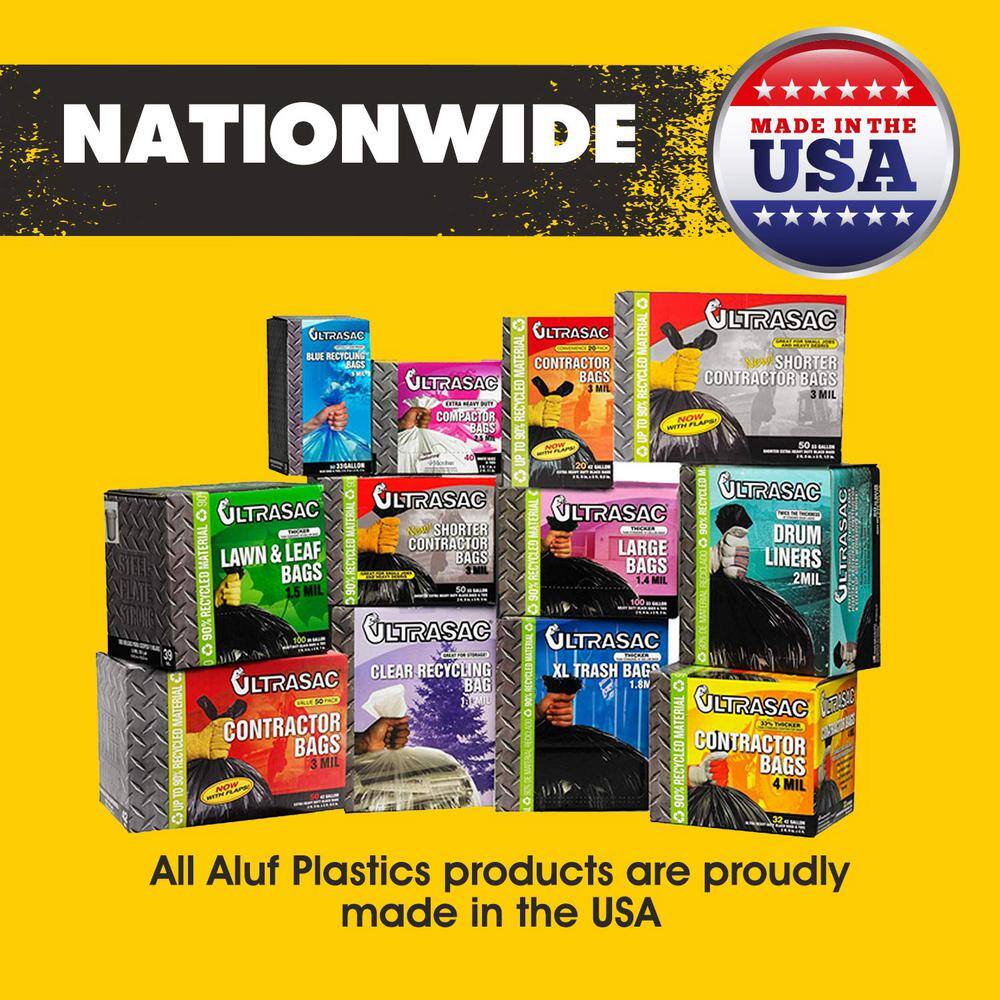 Aluf Plastics 20 Gal.-30 Gal. Clear Garbage Bags - 30 in. x 36 in. (Pack of 100) 1.5 mil (eq) - for Recycling Storage  Outdoor Use CSR302