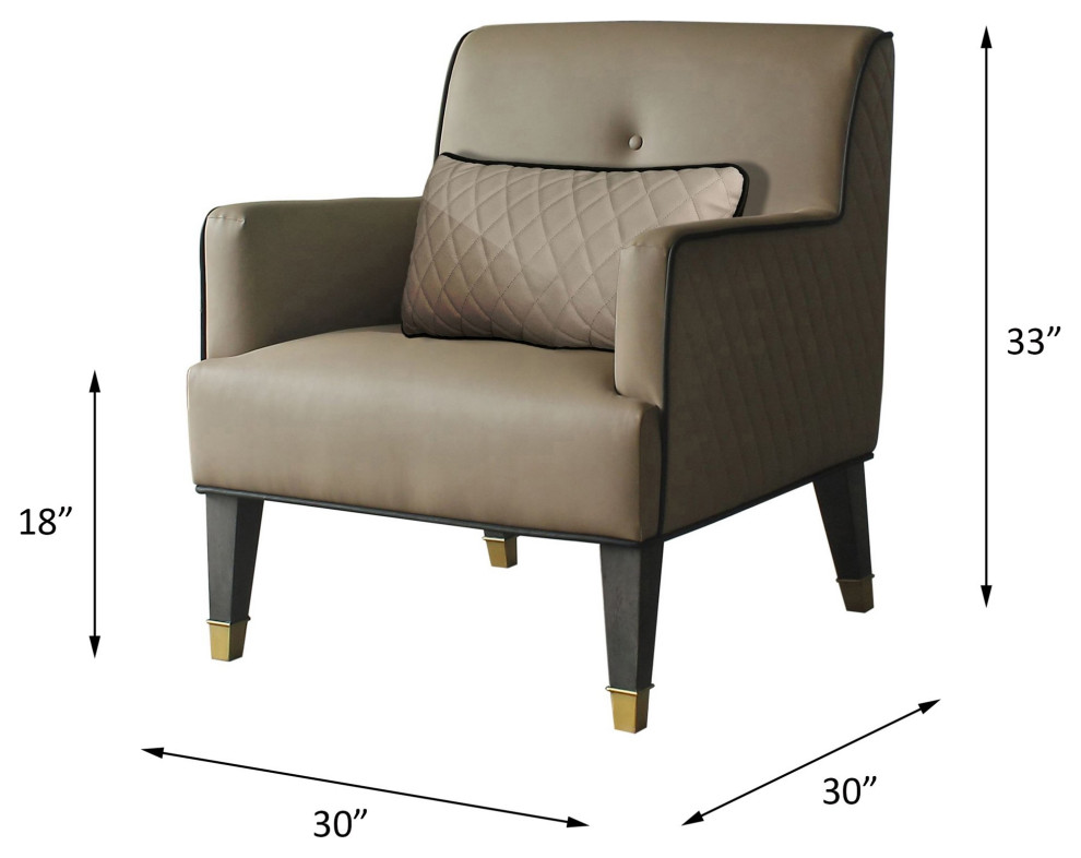 Contemporary Accent Chair  Faux Leather Seat With Diamond Stitched Exterior  Tan   Contemporary   Armchairs And Accent Chairs   by Declusia  Houzz