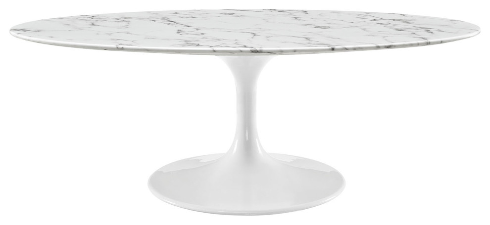 Lippa 48 quotOval Shaped Artificial Marble Coffee Table   Midcentury   Coffee Tables   by GwG Outlet  Houzz