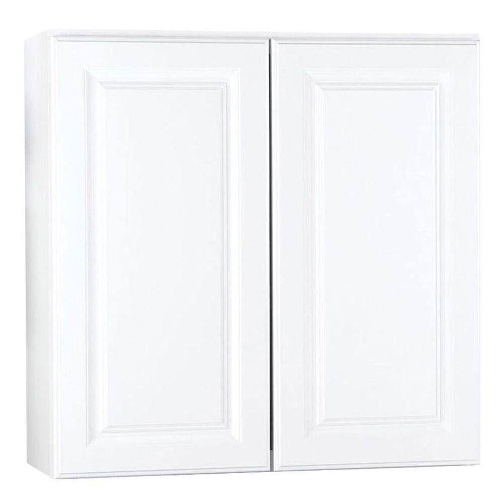 Hampton Bay Hampton 30 in. W x 12 in. D x 30 in. H Assembled Wall Kitchen Cabinet in Satin White KW3030-SW