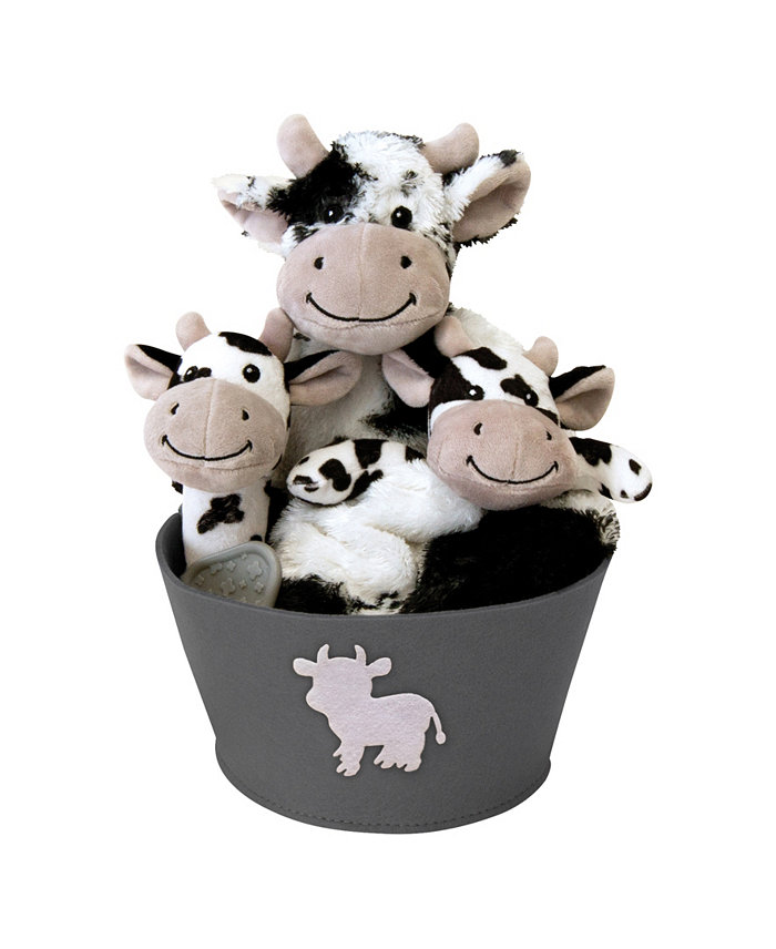 Trend Lab Cow 4-Piece Plush Baby Gift Set Bucket