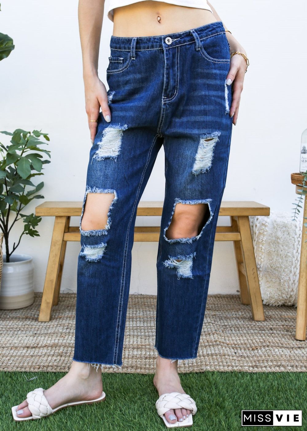 Baggy Distressed Boyfriend Denim Jeans