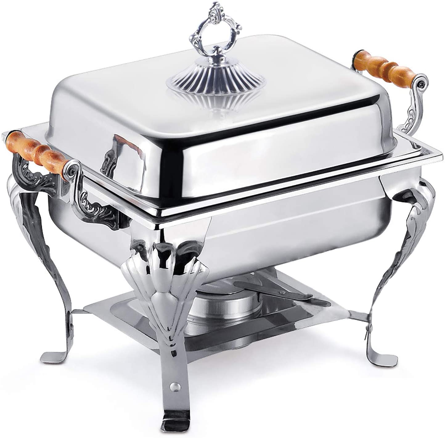 Miumaeov Stainless Steel Chafing Dish Buffet Set， Rectangular Food Insulation with Lid Silver， Food Warmer with Fuel Holder， Warming Container for Buffet Dining Party Wedding Banquet